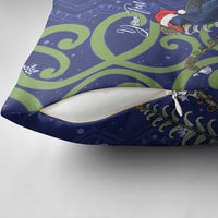 Personalized New Zealand Pukeko Christmas Pillow Cover Meri Kirihimete Taniko Ponga Koru Blue LT14 - Polynesian Pride