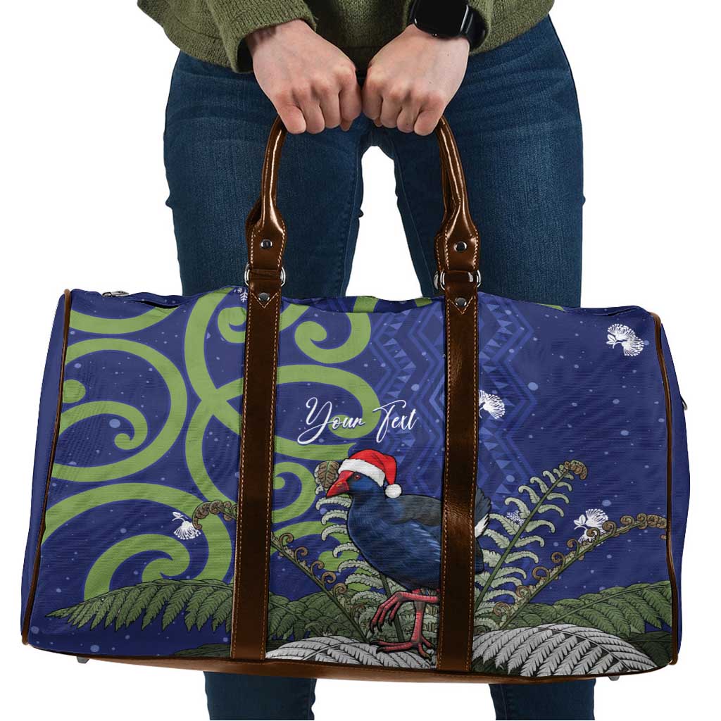 Personalized New Zealand Pukeko Christmas Travel Bag Meri Kirihimete Taniko Ponga Koru Blue LT14 Blue - Polynesian Pride