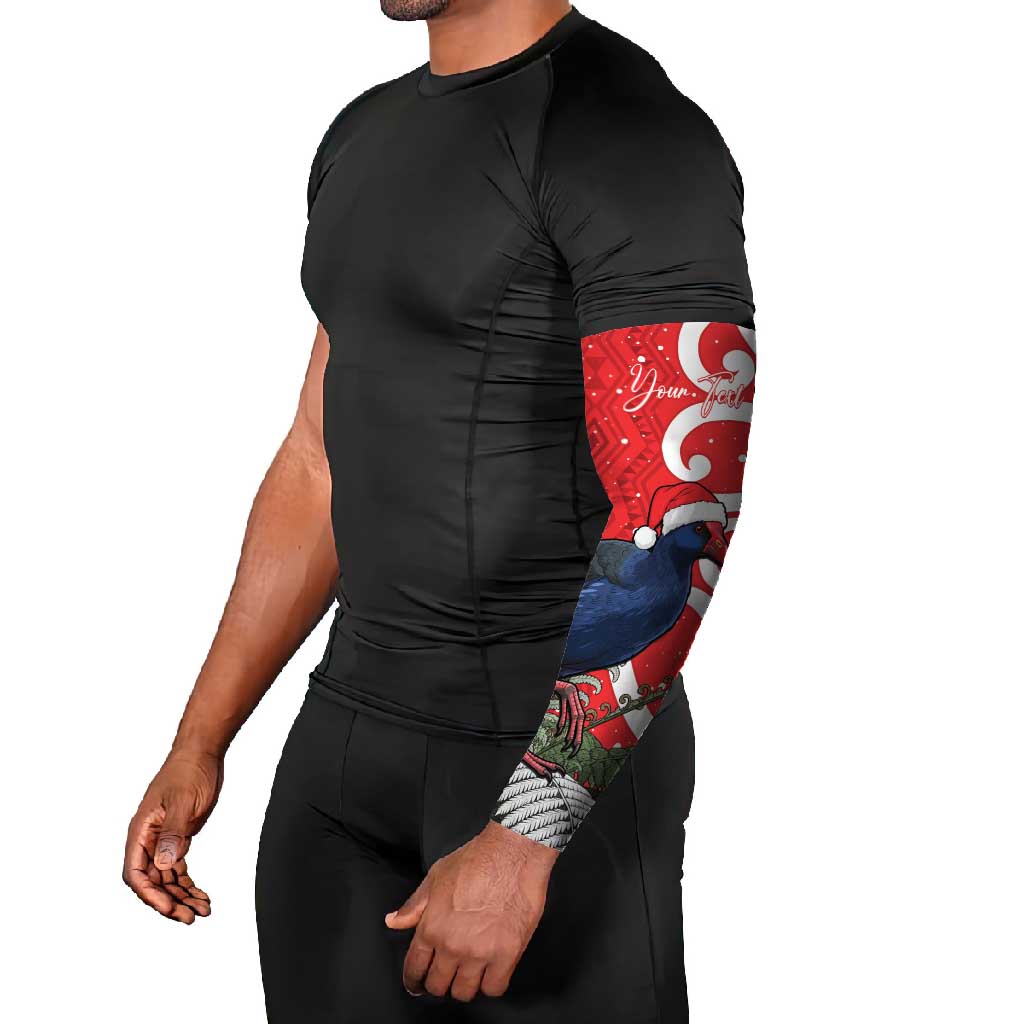 Personalized New Zealand Pukeko Christmas Arm Sleeves Meri Kirihimete Taniko Ponga Koru Red LT14 - Polynesian Pride