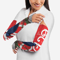 Personalized New Zealand Pukeko Christmas Arm Sleeves Meri Kirihimete Taniko Ponga Koru Red LT14 - Polynesian Pride