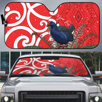 Personalized New Zealand Pukeko Christmas Auto Sun Shade Meri Kirihimete Taniko Ponga Koru Red LT14 Red - Polynesian Pride