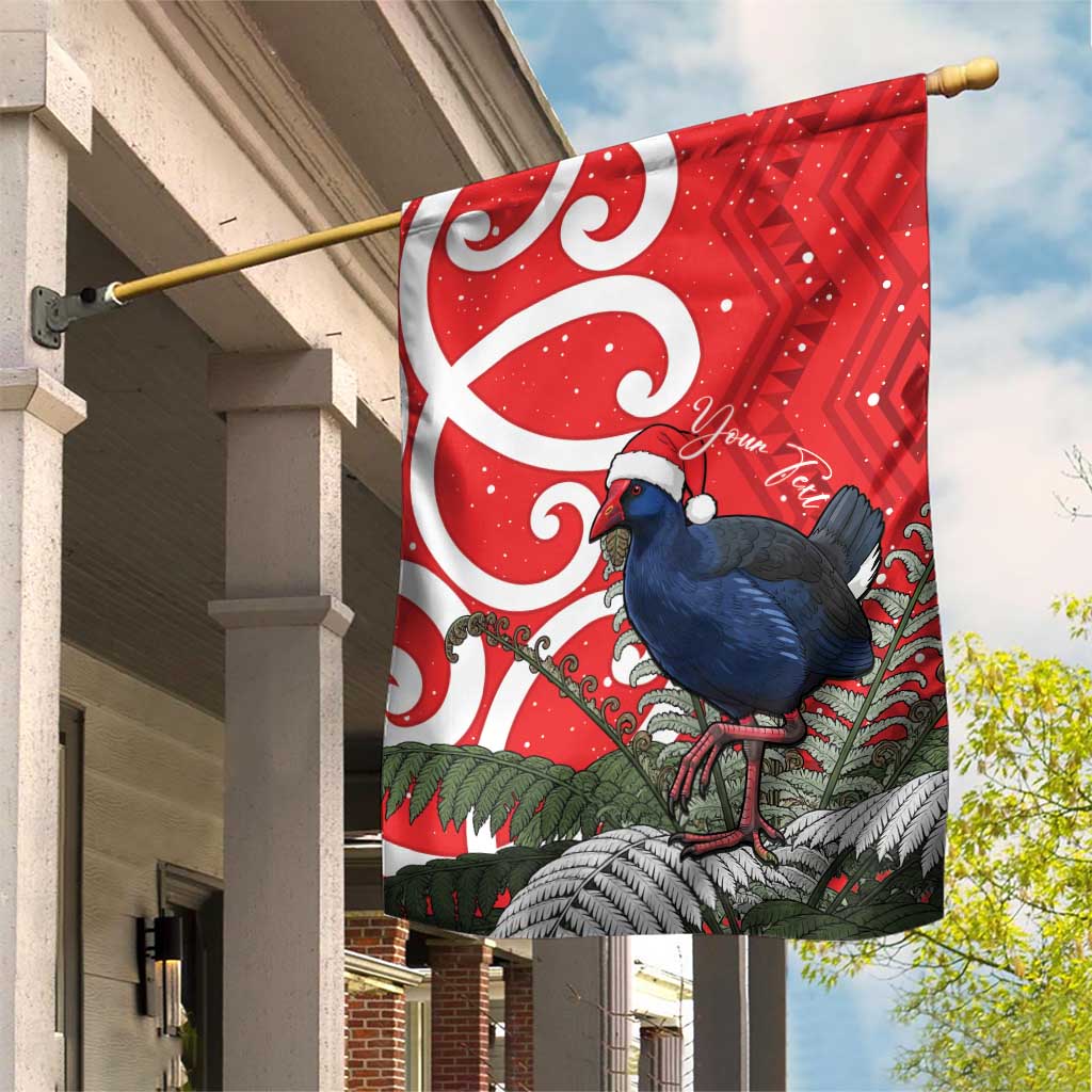 Personalized New Zealand Pukeko Christmas Garden Flag Meri Kirihimete Taniko Ponga Koru Red LT14 House Flag Red - Polynesian Pride
