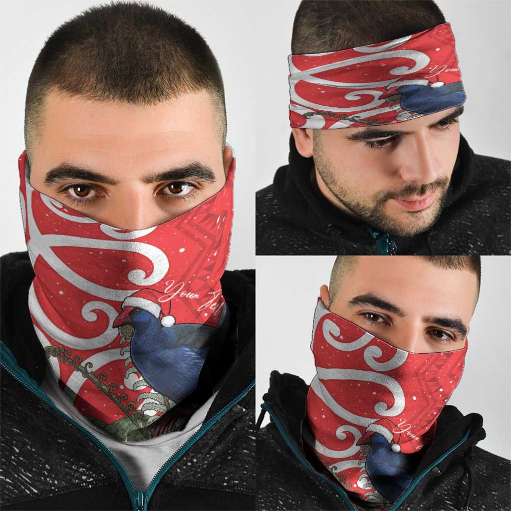 Personalized New Zealand Pukeko Christmas Neck Gaiter Meri Kirihimete Taniko Ponga Koru Red LT14 - Polynesian Pride