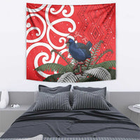 Personalized New Zealand Pukeko Christmas Tapestry Meri Kirihimete Taniko Ponga Koru Red LT14 - Polynesian Pride