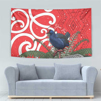 Personalized New Zealand Pukeko Christmas Tapestry Meri Kirihimete Taniko Ponga Koru Red LT14 - Polynesian Pride