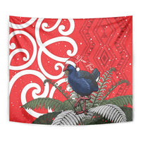 Personalized New Zealand Pukeko Christmas Tapestry Meri Kirihimete Taniko Ponga Koru Red LT14 - Polynesian Pride