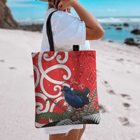 Personalized New Zealand Pukeko Christmas Tote Bag Meri Kirihimete Taniko Ponga Koru Red LT14 - Polynesian Pride