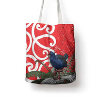 Personalized New Zealand Pukeko Christmas Tote Bag Meri Kirihimete Taniko Ponga Koru Red LT14 - Polynesian Pride