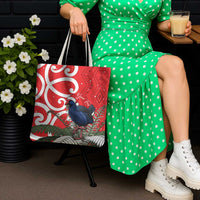 Personalized New Zealand Pukeko Christmas Tote Bag Meri Kirihimete Taniko Ponga Koru Red LT14 - Polynesian Pride