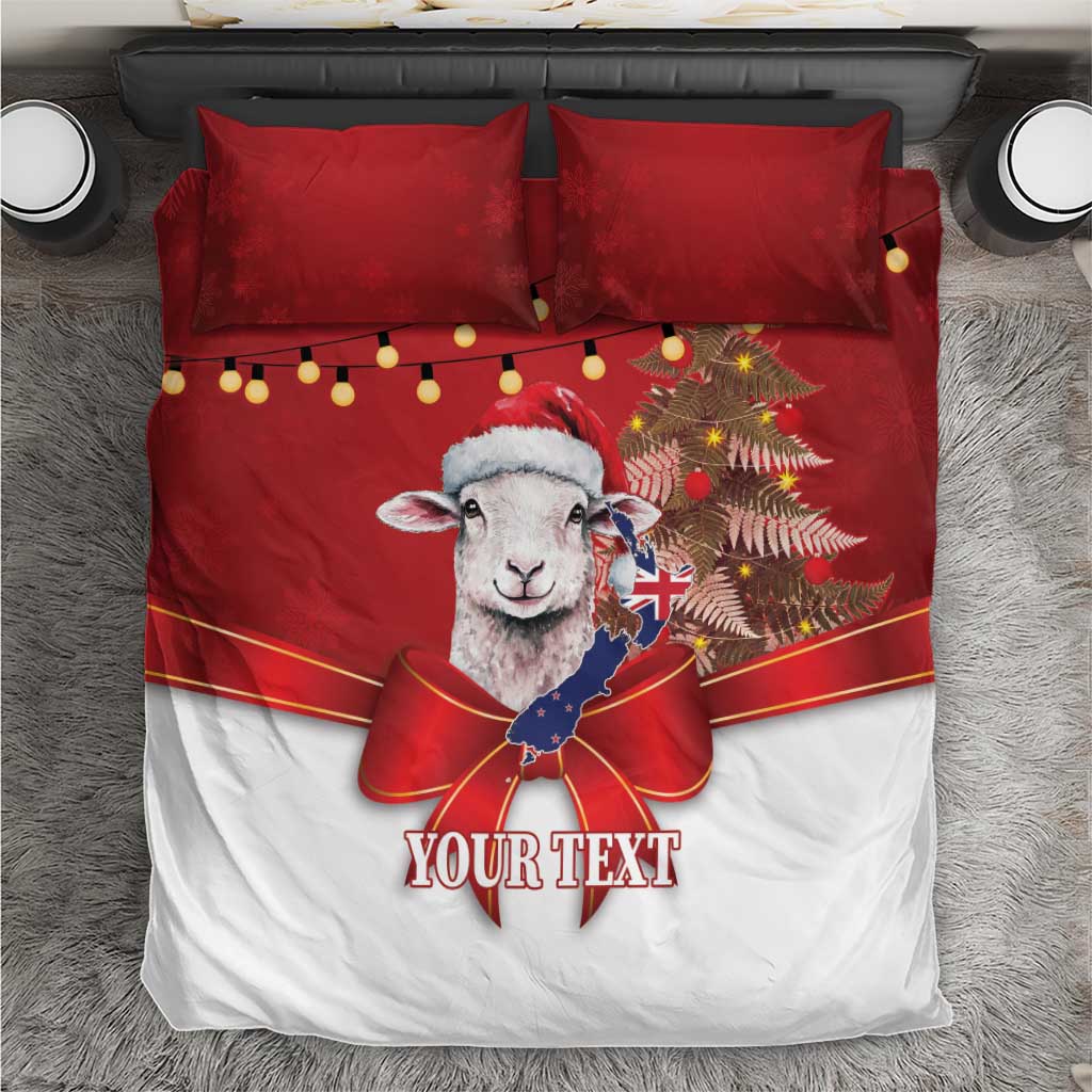 Personalized New Zealand Sheep Christmas Bedding Set Hipi Meri Kirihimete Silver Fern Xmas Tree LT14 Red - Polynesian Pride