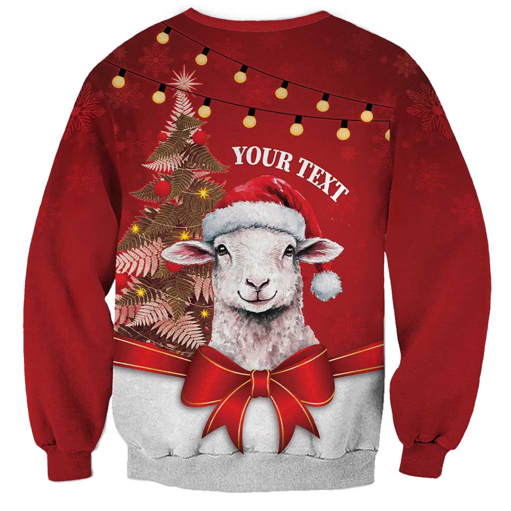 Personalized New Zealand Sheep Christmas Sweatshirt Hipi Meri Kirihimete Silver Fern Xmas Tree LT14 - Polynesian Pride