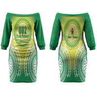 Cook Islands 682 Couples Matching Off The Shoulder Long Sleeve Dress and Long Sleeve Button Shirt Kuki 'Airani Area Code Proud LT14 - Polynesian Pride