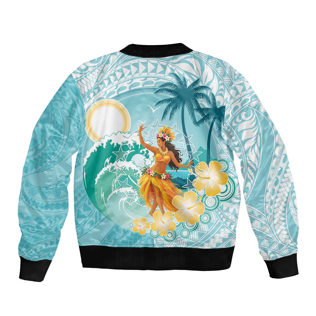 Ura Cook Islands Sleeve Zip Bomber Jacket Kuki 'Airani Traditional Dance Tropical Vibes LT14 - Polynesian Pride