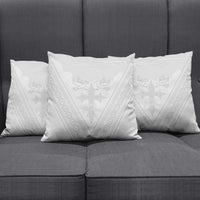 Peniamina Gospel Day Niue Pillow Cover Cross Dove Hiapo Pattern White LT14 - Polynesian Pride