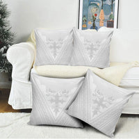 Peniamina Gospel Day Niue Pillow Cover Cross Dove Hiapo Pattern White LT14 - Polynesian Pride