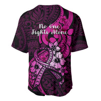 Polynesia Breast Cancer Awareness Baseball Jersey Think Pink Polynesian Ribbon Black Version LT14 - Polynesian Pride
