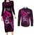 polynesia-breast-cancer-awareness-couples-matching-long-sleeve-bodycon-dress-and-long-sleeve-button-shirts-think-pink-polynesian-ribbon-black-version