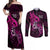 polynesia-breast-cancer-awareness-couples-matching-off-shoulder-maxi-dress-and-long-sleeve-button-shirts-think-pink-polynesian-ribbon-black-version