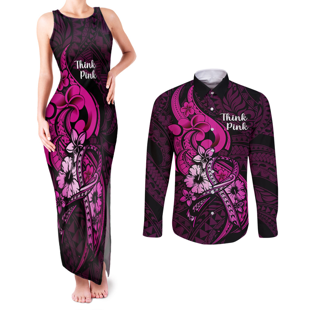 polynesia-breast-cancer-awareness-couples-matching-tank-maxi-dress-and-long-sleeve-button-shirts-think-pink-polynesian-ribbon-black-version