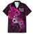 Polynesia Breast Cancer Awareness Family Matching Puletasi Dress and Hawaiian Shirt Think Pink Polynesian Ribbon Black Version LT14 Dad's Shirt - Short Sleeve Pink - Polynesian Pride