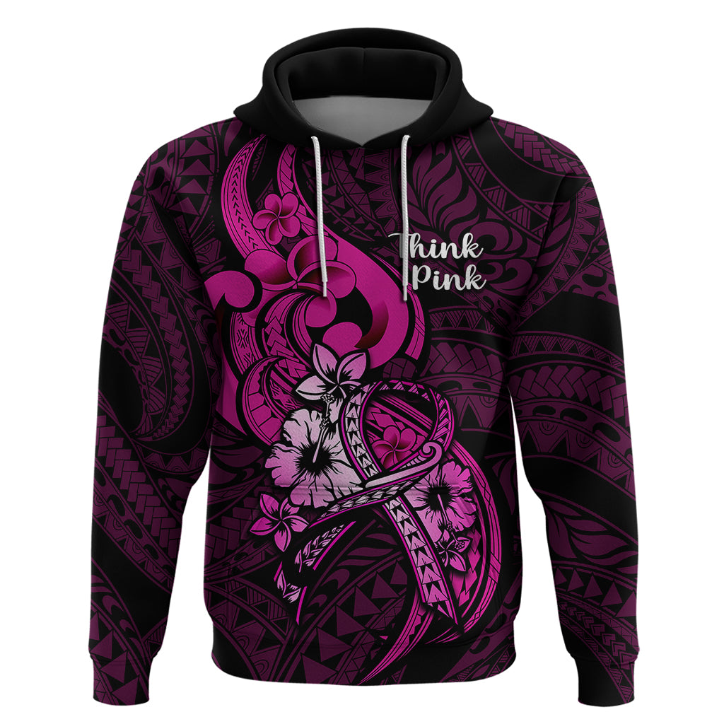 Polynesia Breast Cancer Awareness Hoodie Think Pink Polynesian Ribbon Black Version LT14 Pink - Polynesian Pride