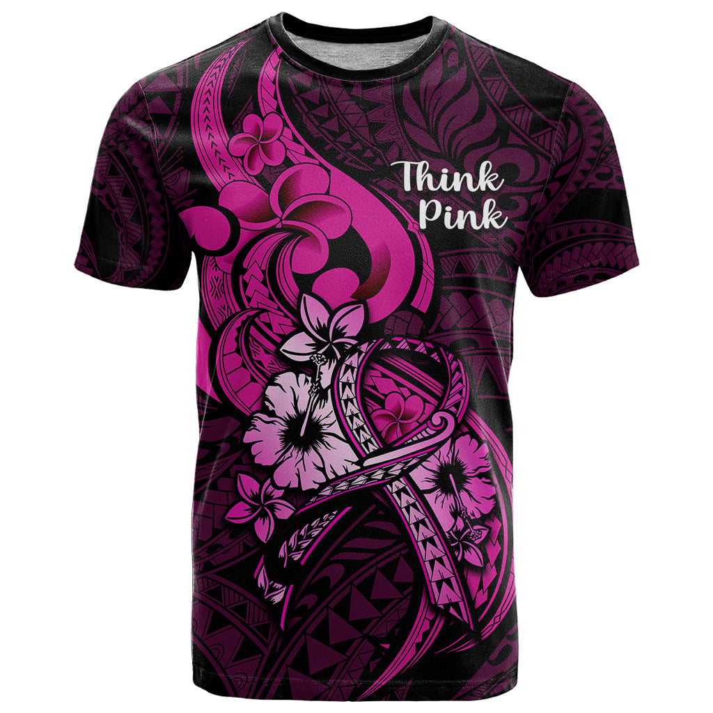 Polynesia Breast Cancer Awareness T Shirt Think Pink Polynesian Ribbon Black Version LT14 Pink - Polynesian Pride