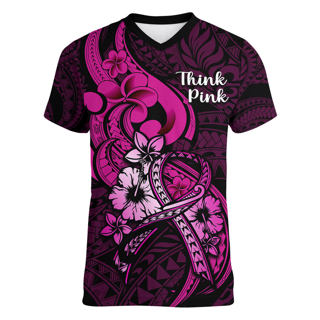 polynesia-breast-cancer-awareness-women-v-neck-t-shirt-think-pink-polynesian-ribbon-black-version