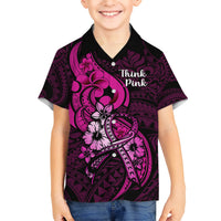 Personalised Polynesia Breast Cancer Awareness Kid Hawaiian Shirt Think Pink Polynesian Ribbon Black Version LT14 Kid Pink - Polynesian Pride