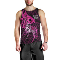Personalised Polynesia Breast Cancer Awareness Men Tank Top Think Pink Polynesian Ribbon Black Version LT14 - Polynesian Pride