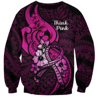 Personalised Polynesia Breast Cancer Awareness Sweatshirt Think Pink Polynesian Ribbon Black Version LT14 Unisex Pink - Polynesian Pride
