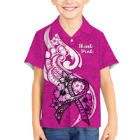 Polynesia Breast Cancer Awareness Kid Hawaiian Shirt Think Pink Polynesian Ribbon White Version LT14 Kid Pink - Polynesian Pride