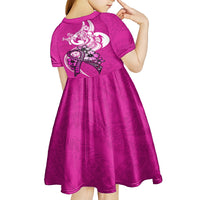 Polynesia Breast Cancer Awareness Kid Short Sleeve Dress Think Pink Polynesian Ribbon White Version LT14 - Polynesian Pride