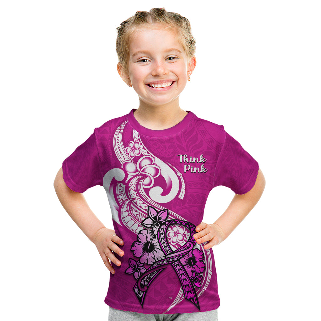 Polynesia Breast Cancer Awareness Kid T Shirt Think Pink Polynesian Ribbon White Version LT14 Pink - Polynesian Pride