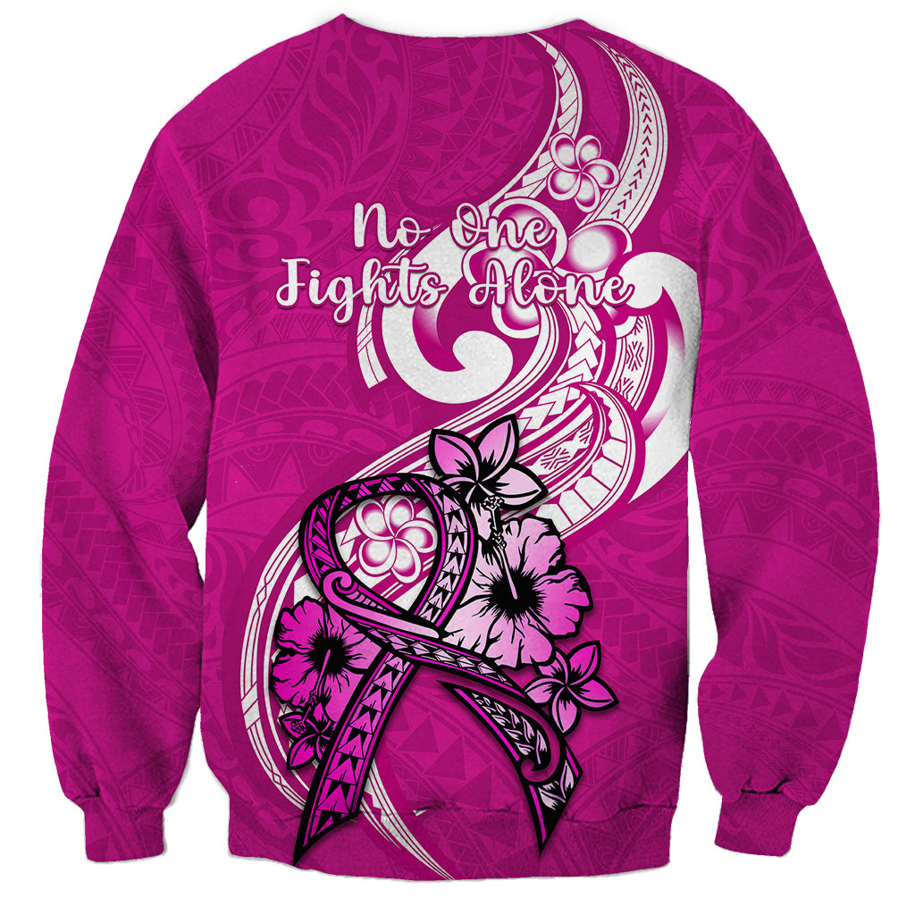 Polynesia Breast Cancer Awareness Sweatshirt Think Pink Polynesian Ribbon White Version LT14 - Polynesian Pride