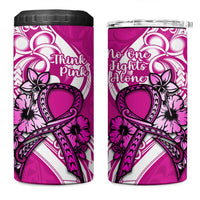 Polynesia Breast Cancer Awareness 4 in 1 Can Cooler Tumbler Think Pink Polynesian Ribbon White Version LT14 One Size: 16 oz Pink - Polynesian Pride