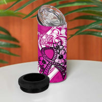 Polynesia Breast Cancer Awareness 4 in 1 Can Cooler Tumbler Think Pink Polynesian Ribbon White Version LT14 - Polynesian Pride