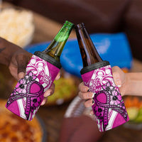 Polynesia Breast Cancer Awareness 4 in 1 Can Cooler Tumbler Think Pink Polynesian Ribbon White Version LT14 - Polynesian Pride