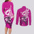 personalised-polynesia-breast-cancer-awareness-couples-matching-long-sleeve-bodycon-dress-and-long-sleeve-button-shirts-think-pink-polynesian-ribbon-white-version