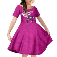 Personalised Polynesia Breast Cancer Awareness Kid Short Sleeve Dress Think Pink Polynesian Ribbon White Version LT14 KID Pink - Polynesian Pride