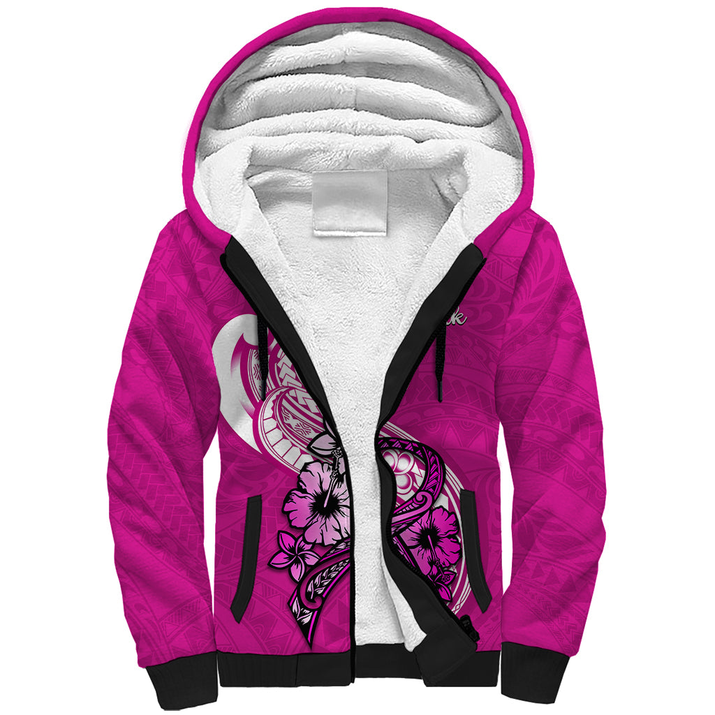 personalised-polynesia-breast-cancer-awareness-sherpa-hoodie-think-pink-polynesian-ribbon-white-version