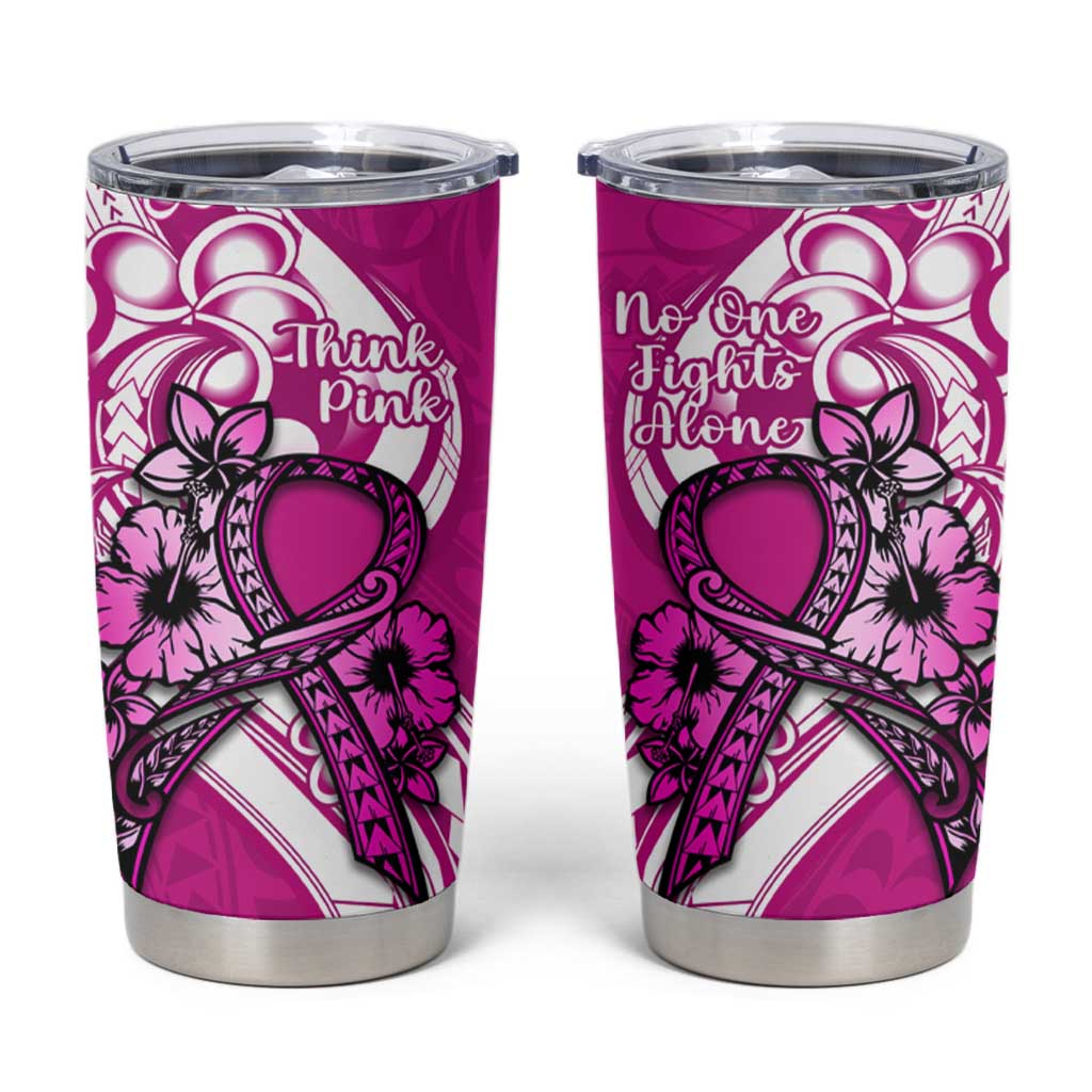 Polynesia Breast Cancer Awareness Tumbler Cup Think Pink Polynesian Ribbon White Version