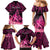 Presonalised Tonga Breast Cancer Awareness Family Matching Mermaid Dress and Hawaiian Shirt Pink Ribbon Brave Strong Warrior Tongan Ngatu Pattern LT14 - Polynesian Pride