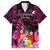 Presonalised Tonga Breast Cancer Awareness Family Matching Off Shoulder Long Sleeve Dress and Hawaiian Shirt Pink Ribbon Brave Strong Warrior Tongan Ngatu Pattern LT14 Dad's Shirt - Short Sleeve Pink - Polynesian Pride