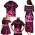 Presonalised Tonga Breast Cancer Awareness Family Matching Puletasi Dress and Hawaiian Shirt Pink Ribbon Brave Strong Warrior Tongan Ngatu Pattern LT14 - Polynesian Pride