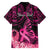 Presonalised Tonga Breast Cancer Awareness Family Matching Puletasi Dress and Hawaiian Shirt Pink Ribbon Brave Strong Warrior Tongan Ngatu Pattern LT14 - Polynesian Pride