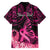 Presonalised Tonga Breast Cancer Awareness Family Matching Short Sleeve Bodycon Dress and Hawaiian Shirt Pink Ribbon Brave Strong Warrior Tongan Ngatu Pattern LT14 - Polynesian Pride