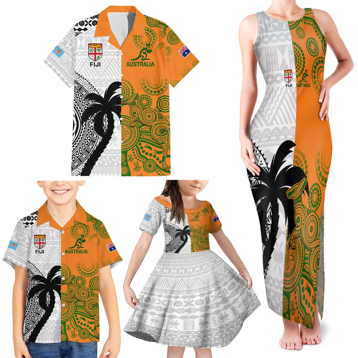 fiji-and-australia-rugby-family-matching-tank-maxi-dress-and-hawaiian-shirt-2023-world-cup-aboriginal-mix-tapa-pattern