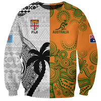Fiji And Australia Rugby Sweatshirt 2023 World Cup Aboriginal Mix Tapa Pattern LT14 Unisex Gold - Polynesian Pride