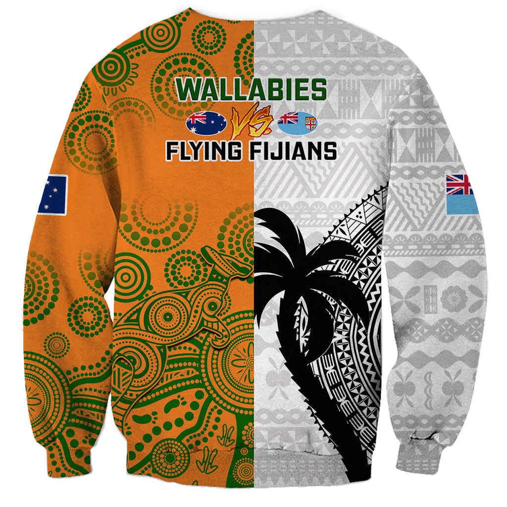 Fiji And Australia Rugby Sweatshirt 2023 World Cup Aboriginal Mix Tapa Pattern LT14 - Polynesian Pride