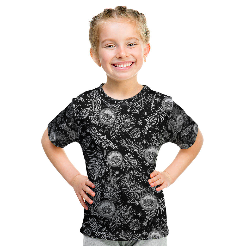 Hawaii Christmas Kid T Shirt Tropical Style With Coat Of Arms LT14 Black - Polynesian Pride